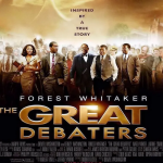 Movie poster for The Great Debaters featuring a crowd of people walking toward the camera.