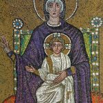 Mosaic image if mother Mary and Jesus.