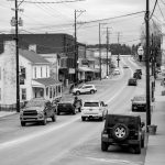 Black and White photo of a street in Dandridge Tennessee. | Sophie Perrins