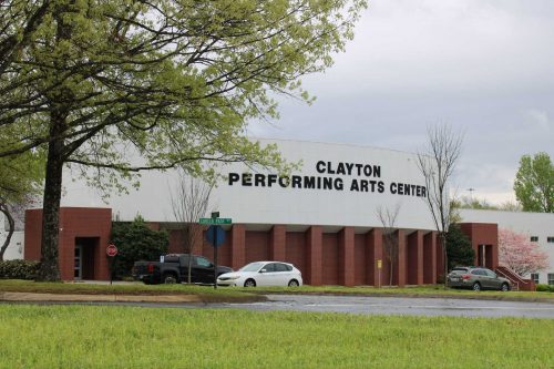 A shot of the Clayton Performing Arts Center parking lot