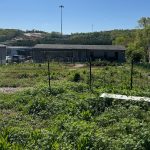 The Pellissipi State community garden's offices and garden plots.