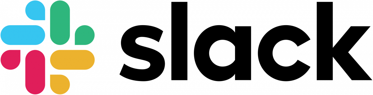 Image of the slack logo with the word "slack"