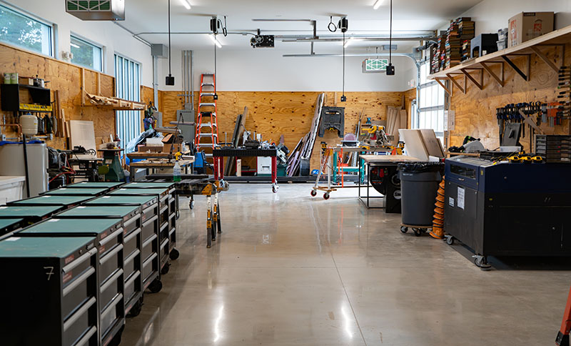 Inside view of the workshop at the Hardin Valley House.