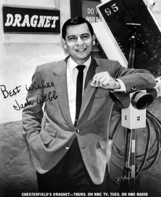 Jack Webb on a promotional Dragnet picture.