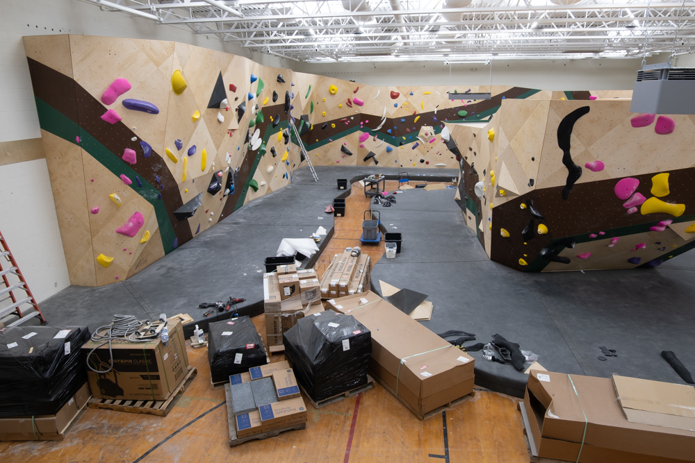 The main climbing area, under construction.