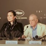 Leonardo DiCaprio, Lily Gladstone, Robert De Nero, and Chief Standing Bear at the Killer of the Flower Moon press conference at 2023 Cannes Film Festival.