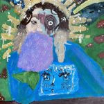 Acrylic painting of a man with a star-filled crown.