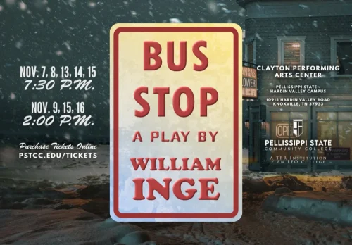 A poster for the play "Bus Stop" by William Inge.
