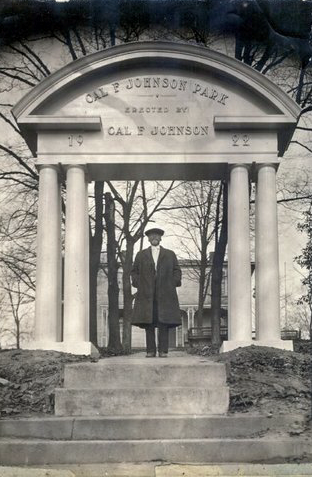 Cal Johnson stands in front of the Cal P Johnson Park sign.