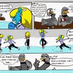 Cordia the Pantheress doing a twirl on ice skates while the geese watch