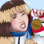 Digital drawing of Alysa Liu with her gold medal