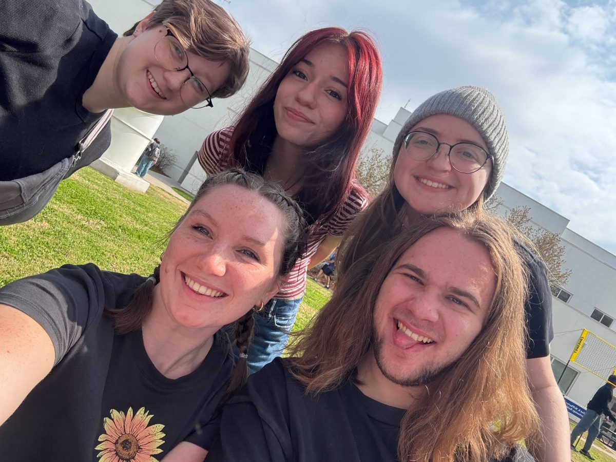 Selfie of Imaginary Gardens members, Ash Beach, Jacqueline Ayala, Emma G. Harrison, Draven Copeland, Addison Chrivia