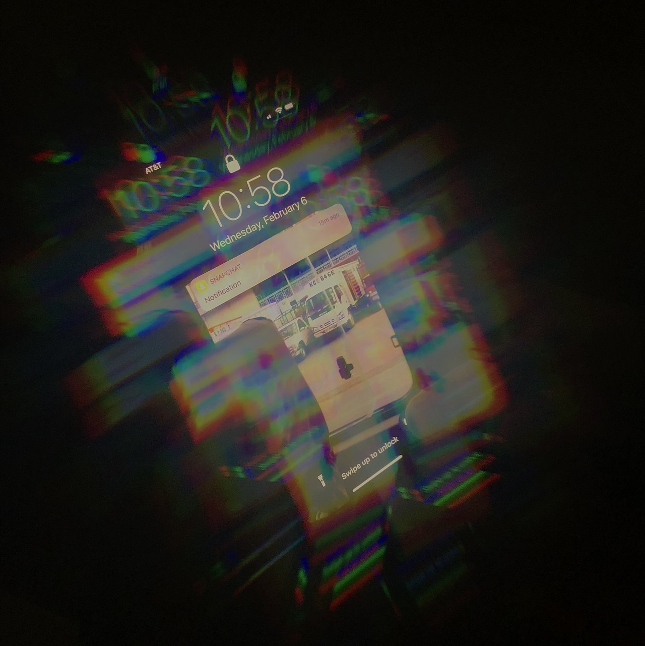 A phone screen display splitting under diffraction grating