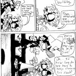 A comic by Nic Schaaf of superheroes walking up the street