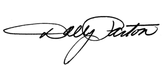 Handwritten signature that says Dolly Parton