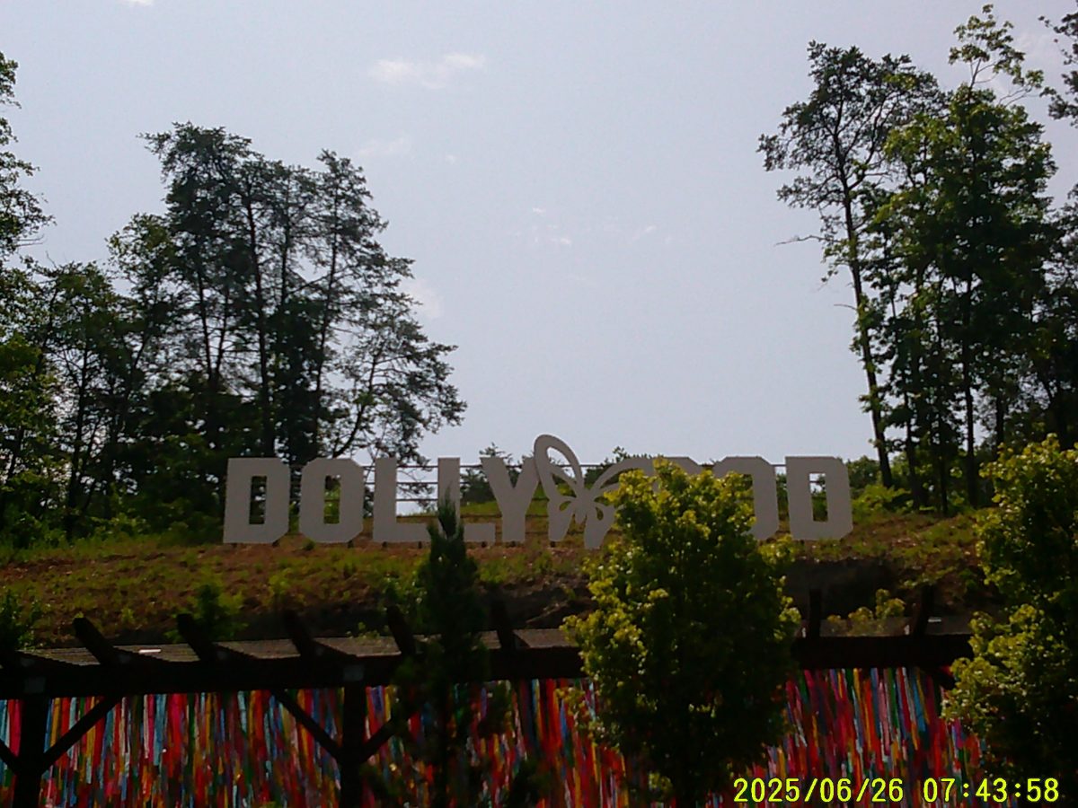 A Dollywood sign in the park on digicam last June