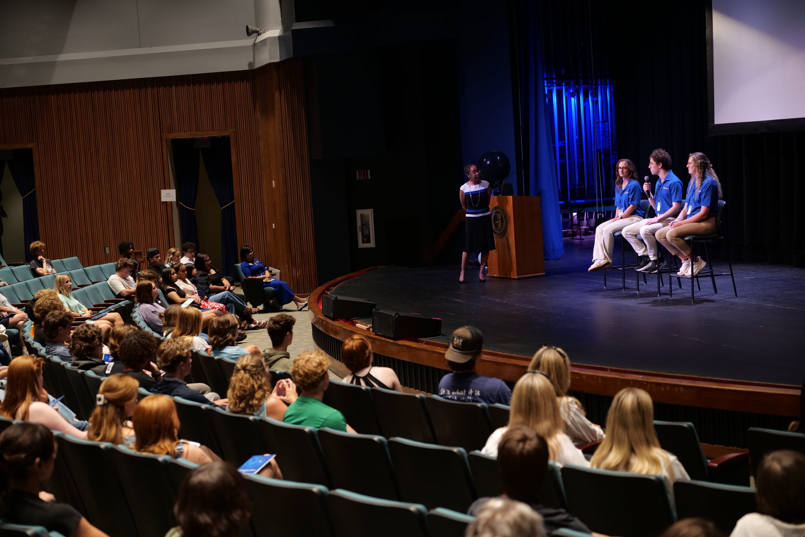 New Student Orientation in the Clayton auditorium
