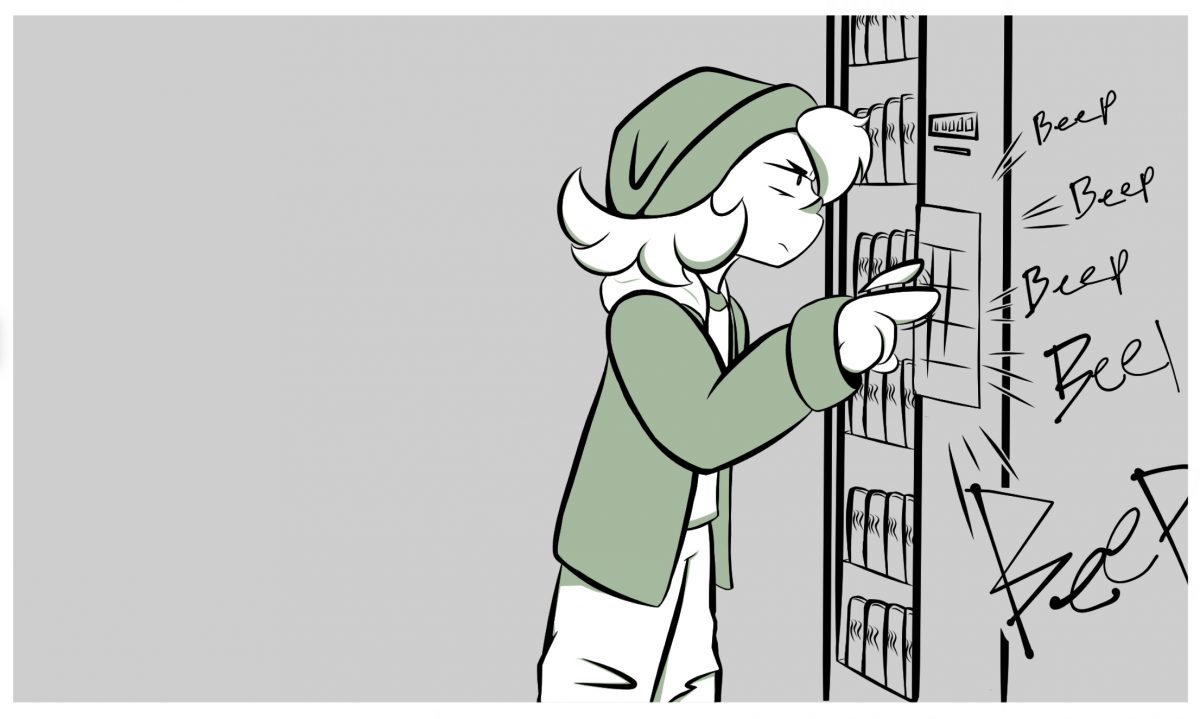 Vending machine: *beep *beep *beep *beep *beep