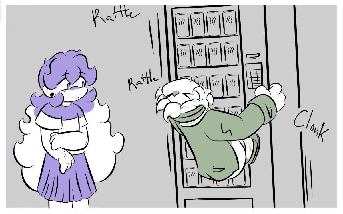 Text reading *rattle *clonk and *clank scattered across the panel.