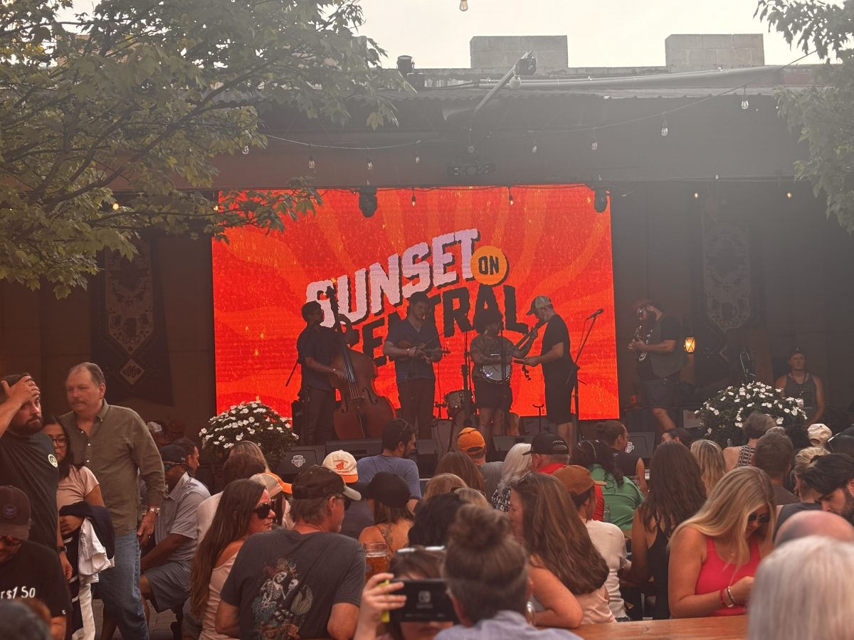 "Sunset on Central" projected behind band